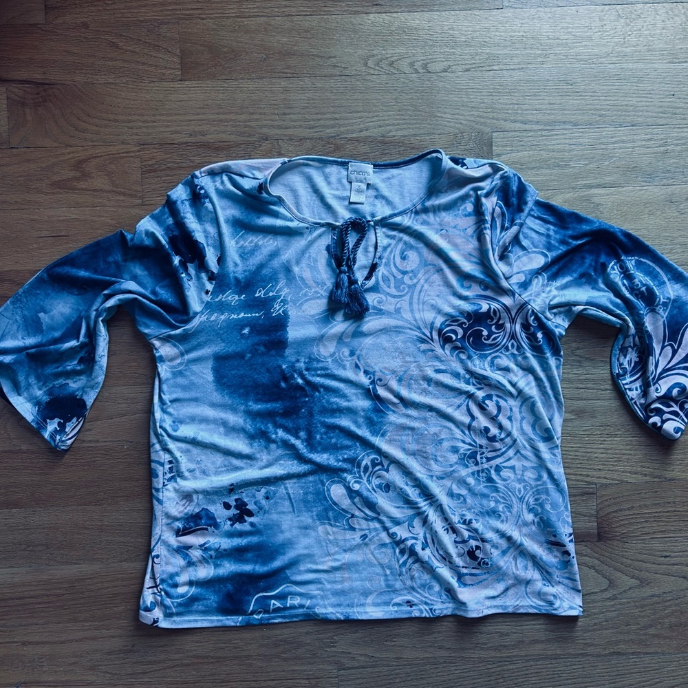 Chico’s Women's Blue Patterned Top